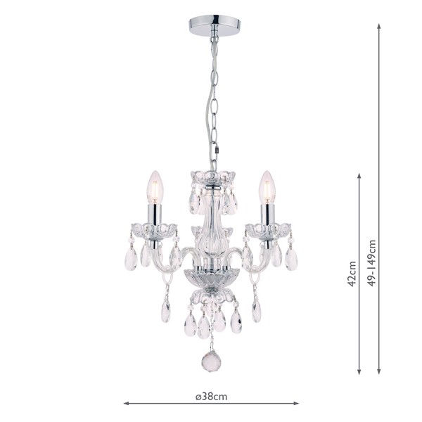 (image for) Laura Ashley Harriet 3 Light Crystal & Polished Chrome Chandelier